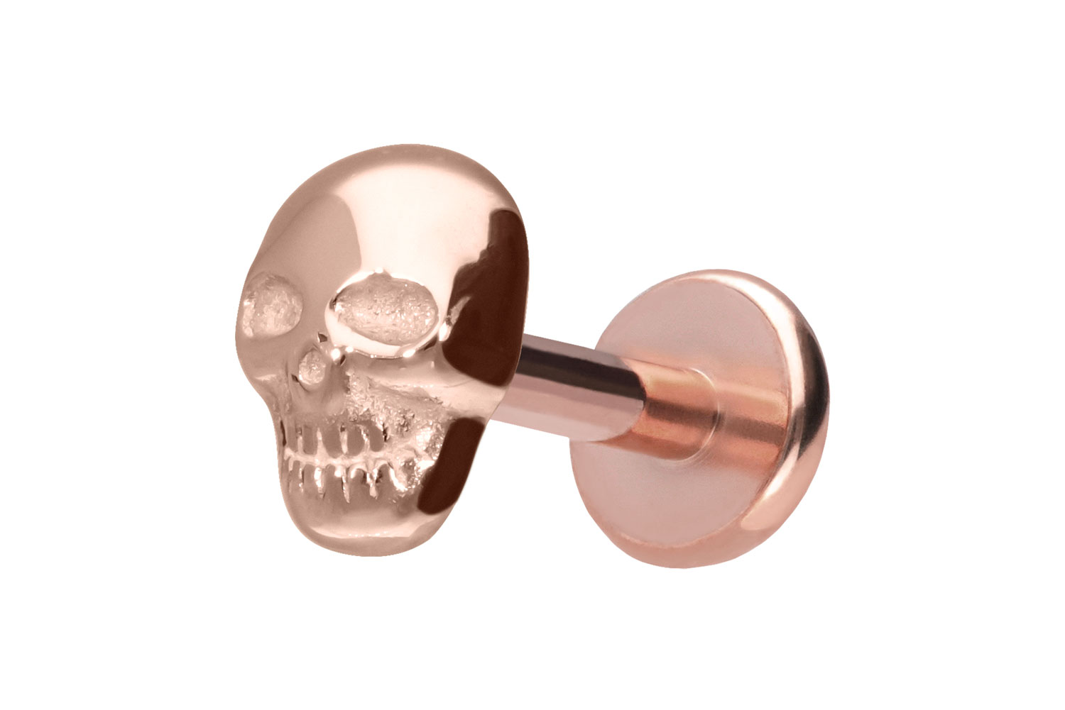 Titan Labret Piercing mit Push Fit TOTENKOPF